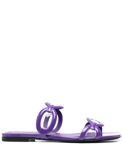 Valentino Garavani Chain 1967 Flat Sandals In Purple