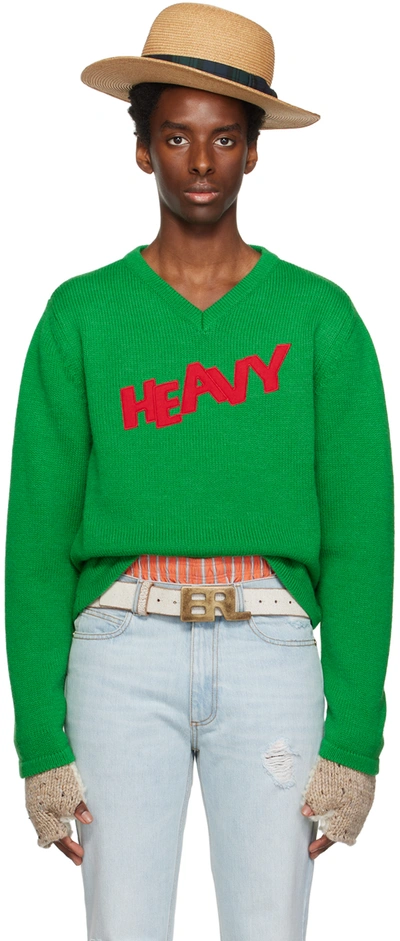 Erl Logo Knit Jumper In Green