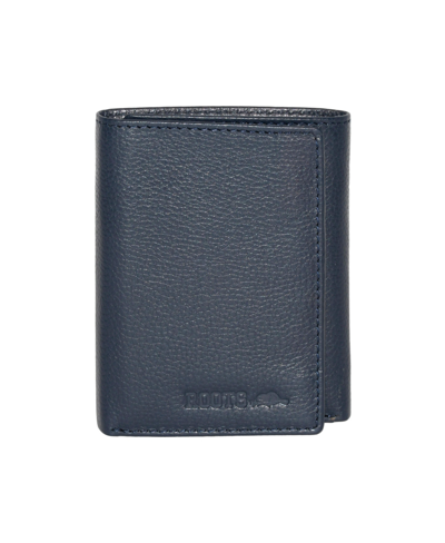 Roots Leather Rfid Trifold Wallet In Blue