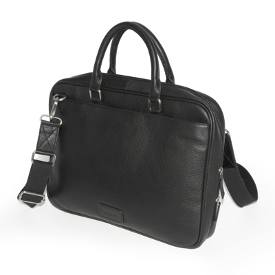 Club Rochelier Slim Open Flap Briefcase With Top Handles In Black