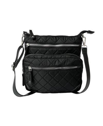 Nicci Ladies Nylon Crossbody Bag With Pu Trim In Black