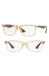 Ray Ban 54mm Optical Glasses In Transparent Brown