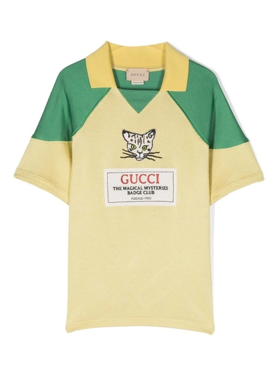 Gucci Kids' Logo-print Polo Shirt In Yellow