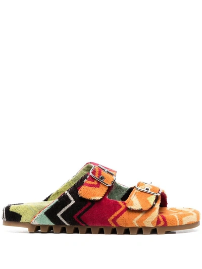 Missoni Zigzag-print Buckled Sandals In Multicolour
