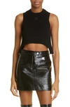 Courrèges Ribbed Garter Cropped Top In Black