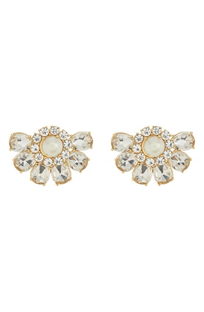 Kate Spade Imitation Pearl Crystal Cluster Fan Stud Earrings In Cream Multi