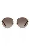 Kate Spade 59mm Ellianafs Round Sunglasses In Red Gold/ Brown Gradient