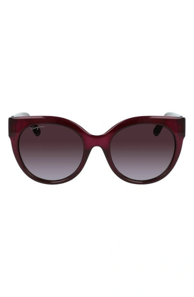 Ferragamo Salvatore  Gancini 53mm Round Sunglasses In Crystal Purple