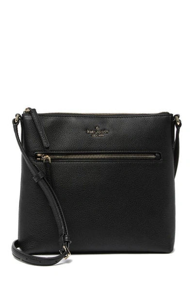 Kate Spade Jackson Top Zip Leather Crossbody Bag In Black