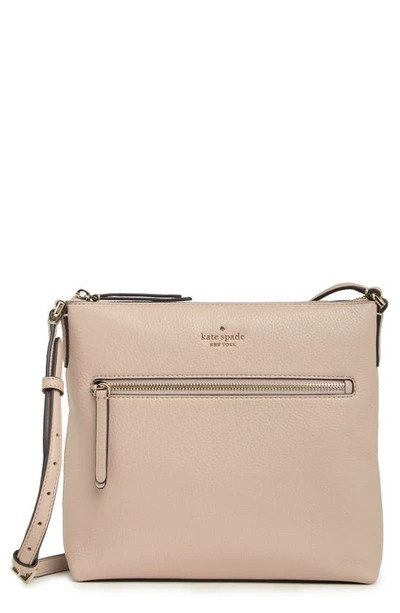 Kate Spade Jackson Top Zip Leather Crossbody Bag In Warm Beige