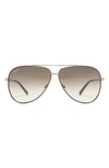 Ferragamo Salvatore  60mm Aviator Sunglasses In Espresso