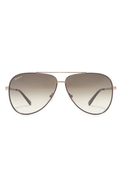 Ferragamo Salvatore  60mm Aviator Sunglasses In Espresso