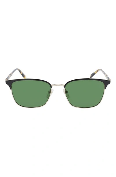 Ferragamo Salvatore  Capsule Metal 55mm Rectangle Sunglasses In Black/ Shiny Gold