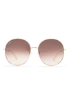 Ferragamo 60mm Round Sunglasses In Gold/ Brown Gradient
