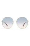 Ferragamo 60mm Round Sunglasses In Rose Gold/ Blue Nude