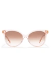 Kate Spade Kinsley 55mm Cat Eye Sunglasses In Crys Beige/brown Pink Grad