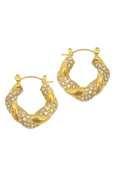 Adornia Twist Pavé Water Resistant Wide Hoop Earrings In Gold