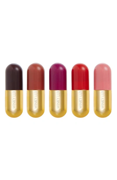 Winky Lux Mini Lip Pill Kit 5 X 0.028 oz/ 0.8 G In Best Selling Lip Velour Matte Shades In Pippy, Meow, Heart, Royal And City