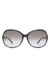 Ferragamo Salvatore  61mm Round Sunglasses In Black