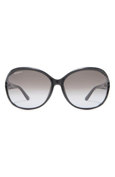 Ferragamo Salvatore  61mm Round Sunglasses In Black