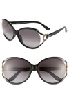 Ferragamo Salvatore  59mm Oversized Sunglasses In Black/ Grey Gradient