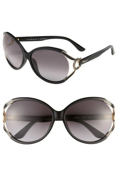 Ferragamo Salvatore  59mm Oversized Sunglasses In Black/ Grey Gradient