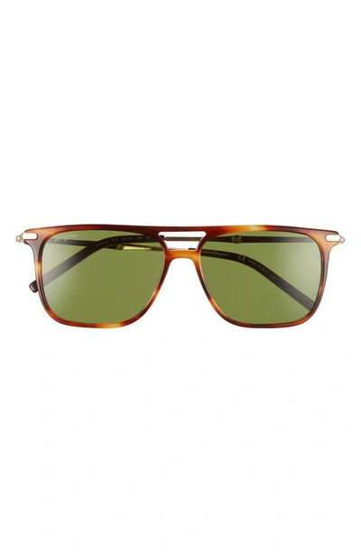Ferragamo Salvatore  57mm Square Sunglasses In Striped Brown