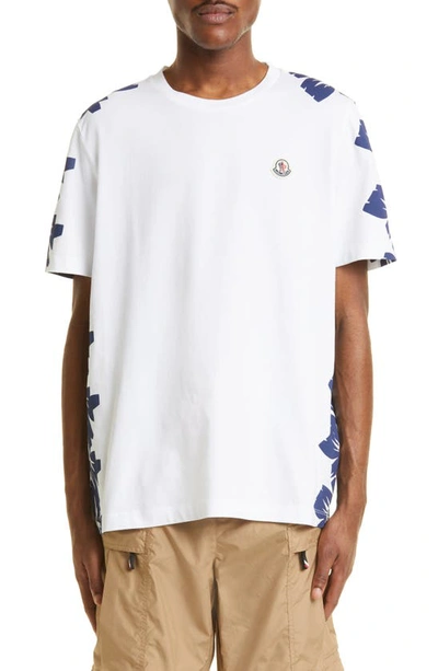 Moncler Floral Logo Patch Graphic Tee In White