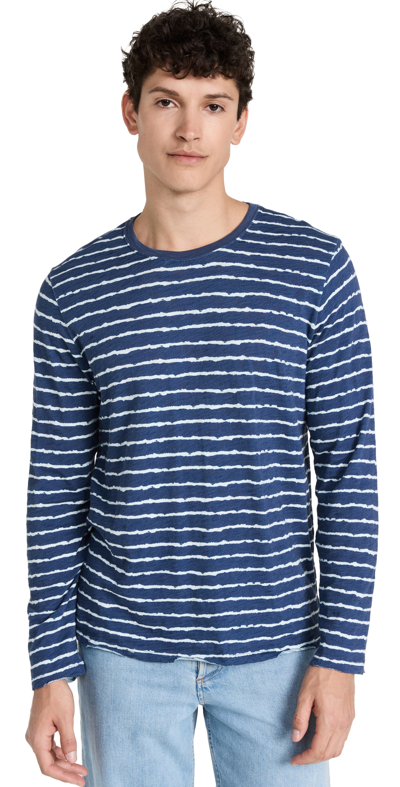 Atm Anthony Thomas Melillo Destroyed Long Sleeve T-shirt In Naval Blue Combo