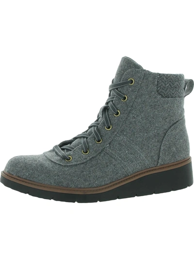 Dr. Scholl's Little Wild Womens Lace-up Ankle Wedge Boots In Grey