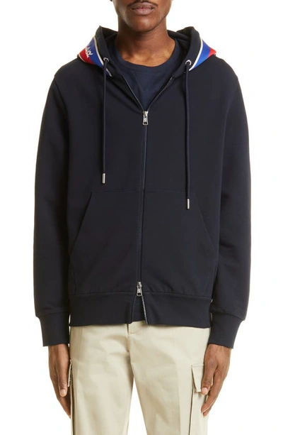 Moncler Zipped Hoodie In Blue