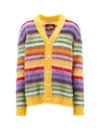 Marni Striped Buttoned-up Cardigan In Yellow