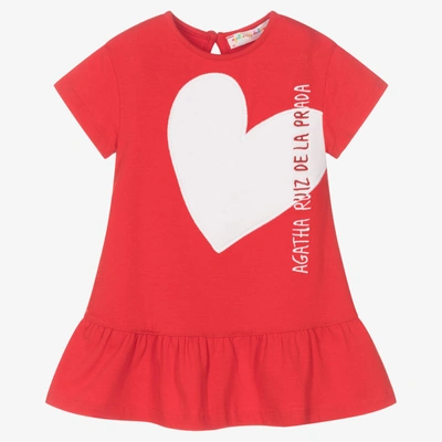 Agatha Ruiz De La Prada Babies'  Girls Red Heart Cotton Dress
