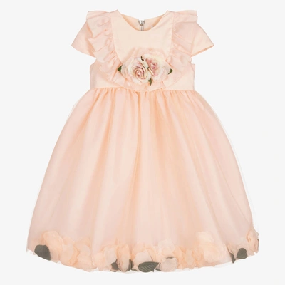 Graci Babies' Girls Coral Pink Petal Hem Dress