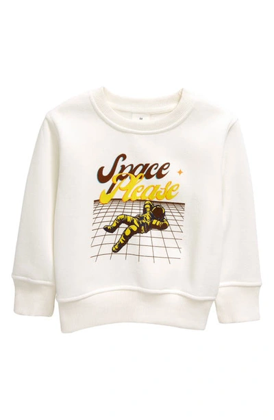 King + Lola Kids' Space Please Crewneck Sweatshirt In White