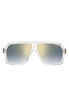 Carrera Eyewear 60mm Gradient Polarized Rectangular Sunglasses In Crystal