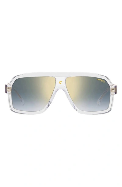 Carrera Eyewear 60mm Gradient Polarized Rectangular Sunglasses In Crystal