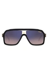 Carrera Eyewear 60mm Gradient Polarized Rectangular Sunglasses In Black Beige/ Brown