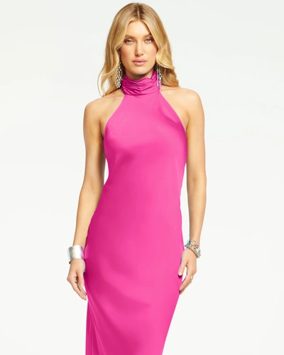 Ramy Brook Tatiana High Neck Maxi Dress In Hot Pink