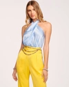 Ramy Brook Harriet Halter Tank Top In Misty Blue