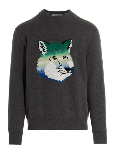 Maison Kitsuné Vibrant Fox Head Sweater In Gray