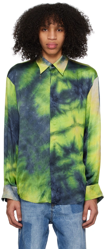 Msgm Tie-dye Shirt In Green