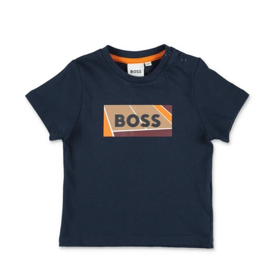 Hugo Boss T-shirt Blu Navy In Jersey Di Cotone Baby Boy