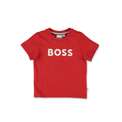 Hugo Boss T-shirt Rossa In Jersey Di Cotone Baby Boy In Rosso