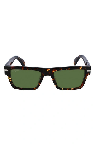 Ferragamo Sunglasses In Tortoise/green Solid