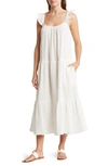 Lovestitch Ruffle Sleeve Tiered Dress In Off White