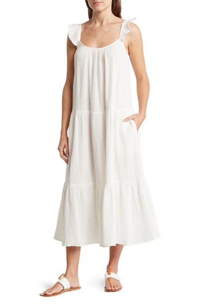 Lovestitch Ruffle Sleeve Tiered Dress In Off White