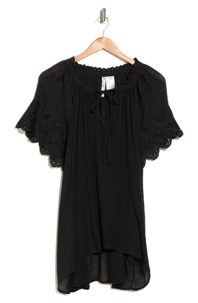 Forgotten Grace Eyelet Blouse In Black