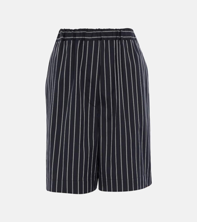 Max Mara Leisure Vezzo Striped Cotton Shorts In Nero Sabbia