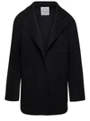 Totême Black Blazer With Patch Pockets In Wool Woman